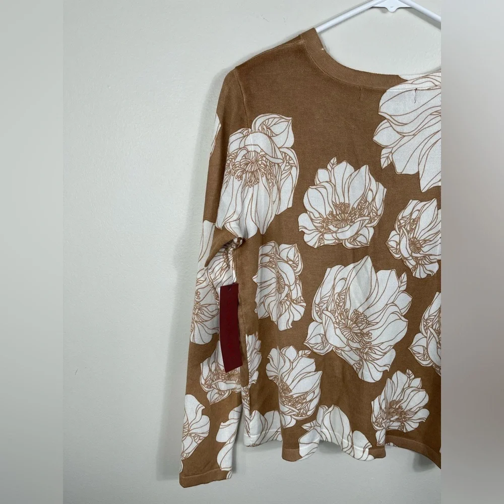 LOVE SCARLETT Blouse Buttons Beige Brown Floral Women's Size M NWT - Picture 9 of 14